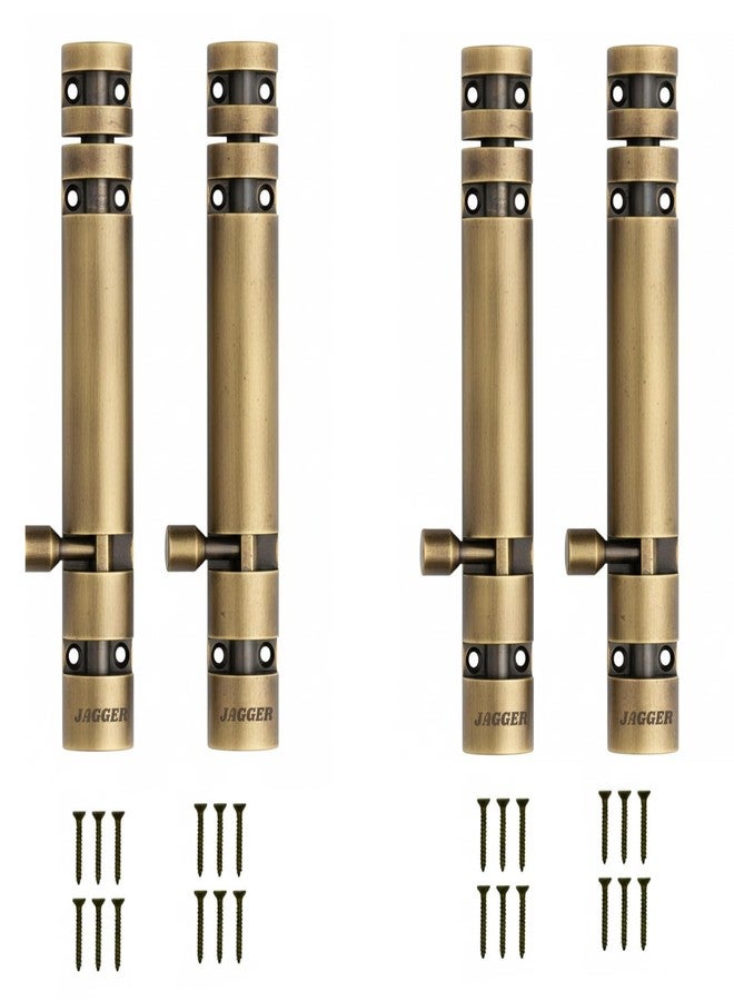 JAGGER مزلاج باب برجي JAGGER JAG398 Zylo مقاس 6 بوصات | مزلاج برجي شديد التحمل للأبواب الرئيسية والنوافذ | مزلاج باب قوي ومتين | طلاء مقاوم للصدأ [عبوة من 4 قطع] (عتيق، 6 بوصات) - Image 1